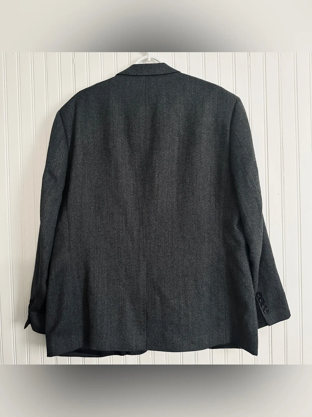 Men's Charcoal Gray Two-Button Wool-Blend Blazer (Designer Made)